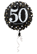 Amscan sparkling folieballon 50 jaar zilver 45 cm