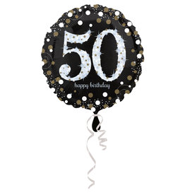 Folieballon sparkling 50 jaar zilver 45 cm