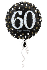 Folieballon sparkling 60 jaar zilver 45 cm