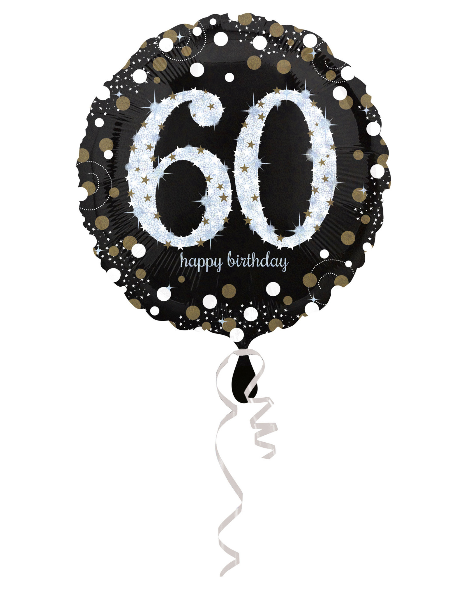 Folieballon sparkling 60 jaar zilver 45 cm
