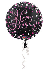 Amscan sparkling folieballon happy birthday roze 45 cm