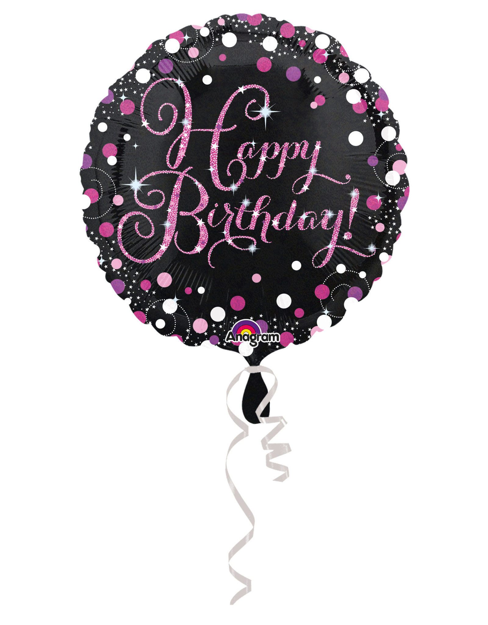 Folieballon sparkling happy birthday roze 45 cm