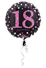 Folieballon sparkling roze 18 jaar 45 cm