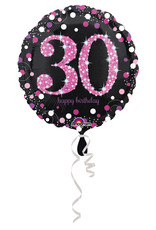 Folieballon sparkling roze 30 jaar 45 cm
