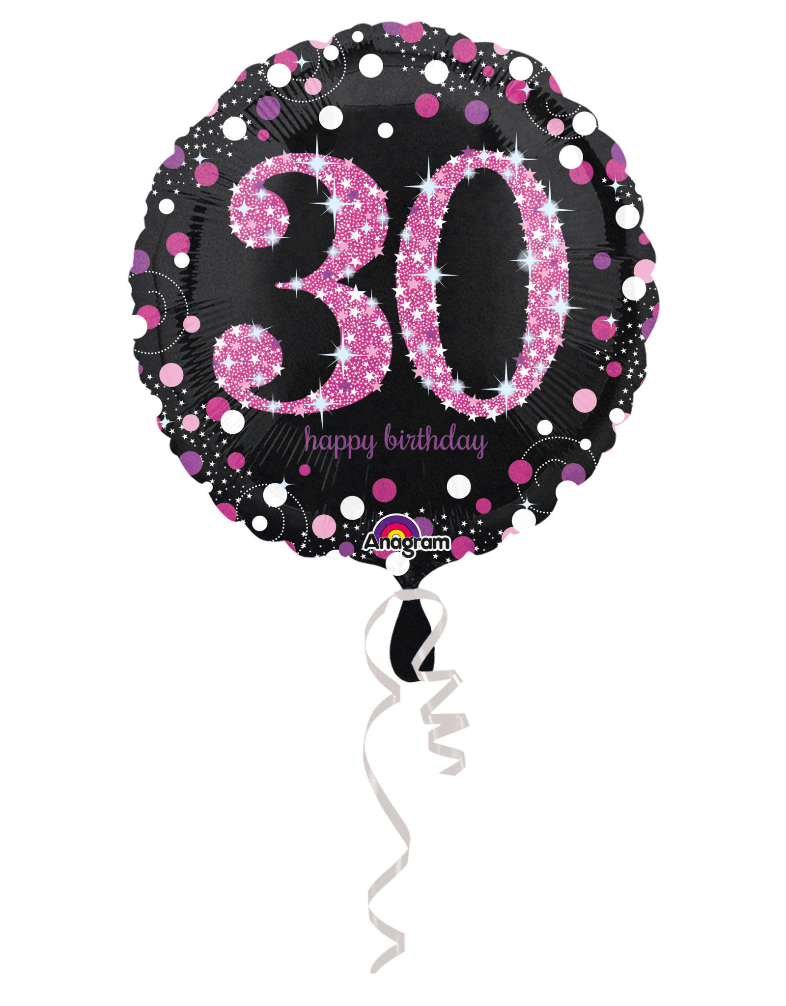 Folieballon sparkling roze 30 jaar 45 cm