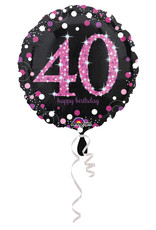 Folieballon sparkling roze 40 jaar 45 cm