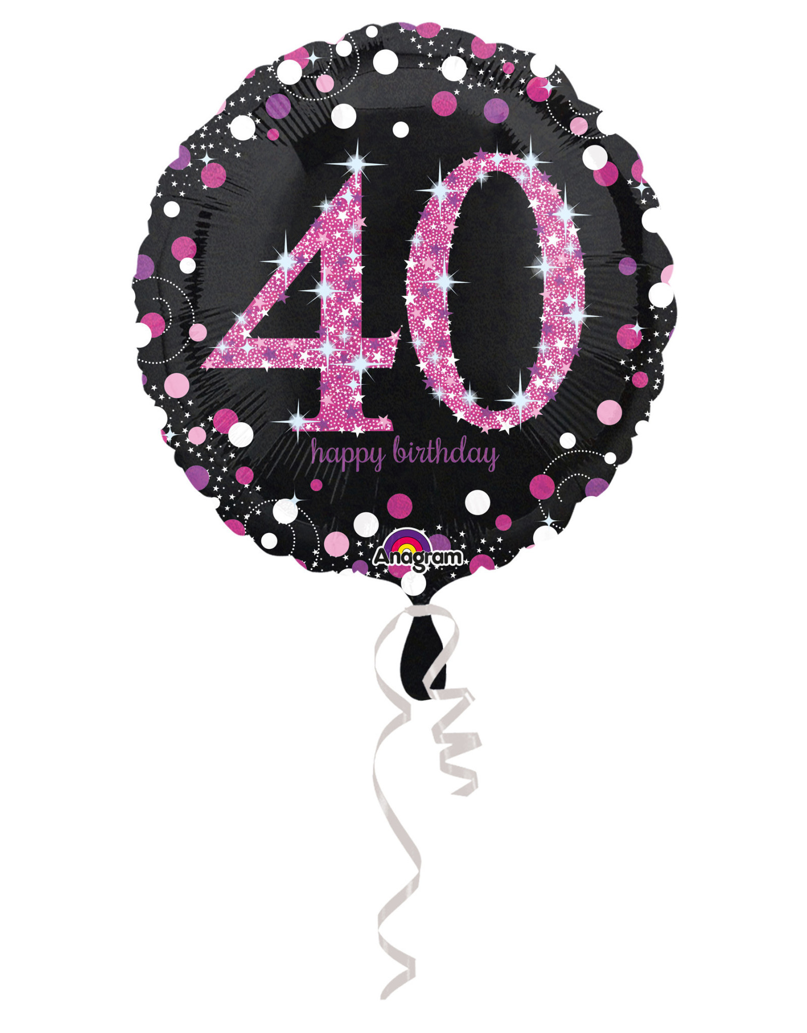 Folieballon sparkling roze 40 jaar 45 cm