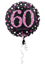 Folieballon sparkling roze 60 jaar 45 cm