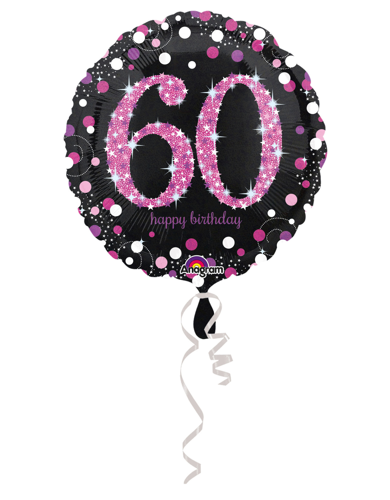 Folieballon sparkling roze 60 jaar 45 cm