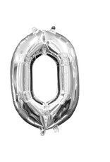 Folieballon zilver cijfer 0 40 cm Folieballon zilver cijfer 0 40 cm