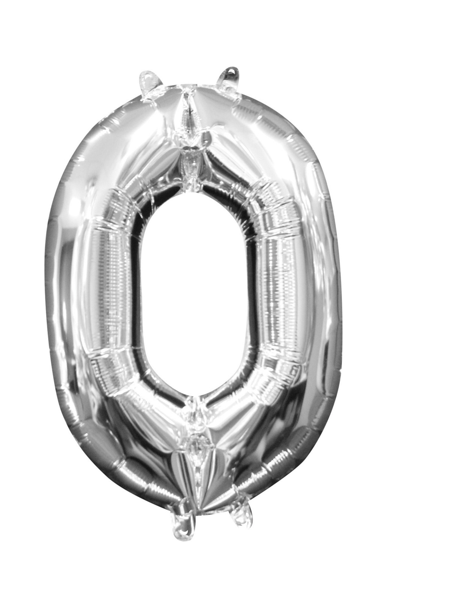 Folieballon zilver cijfer 0 40 cm
