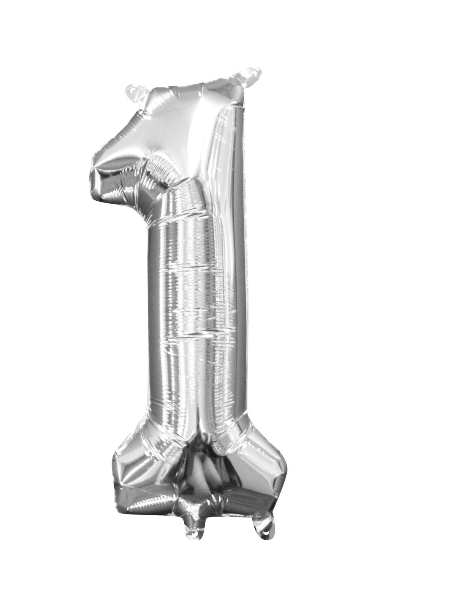 Folieballon zilver cijfer 1 40 cm