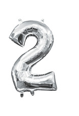 Folieballon zilver cijfer 2 40 cm Folieballon zilver cijfer 2 40 cm