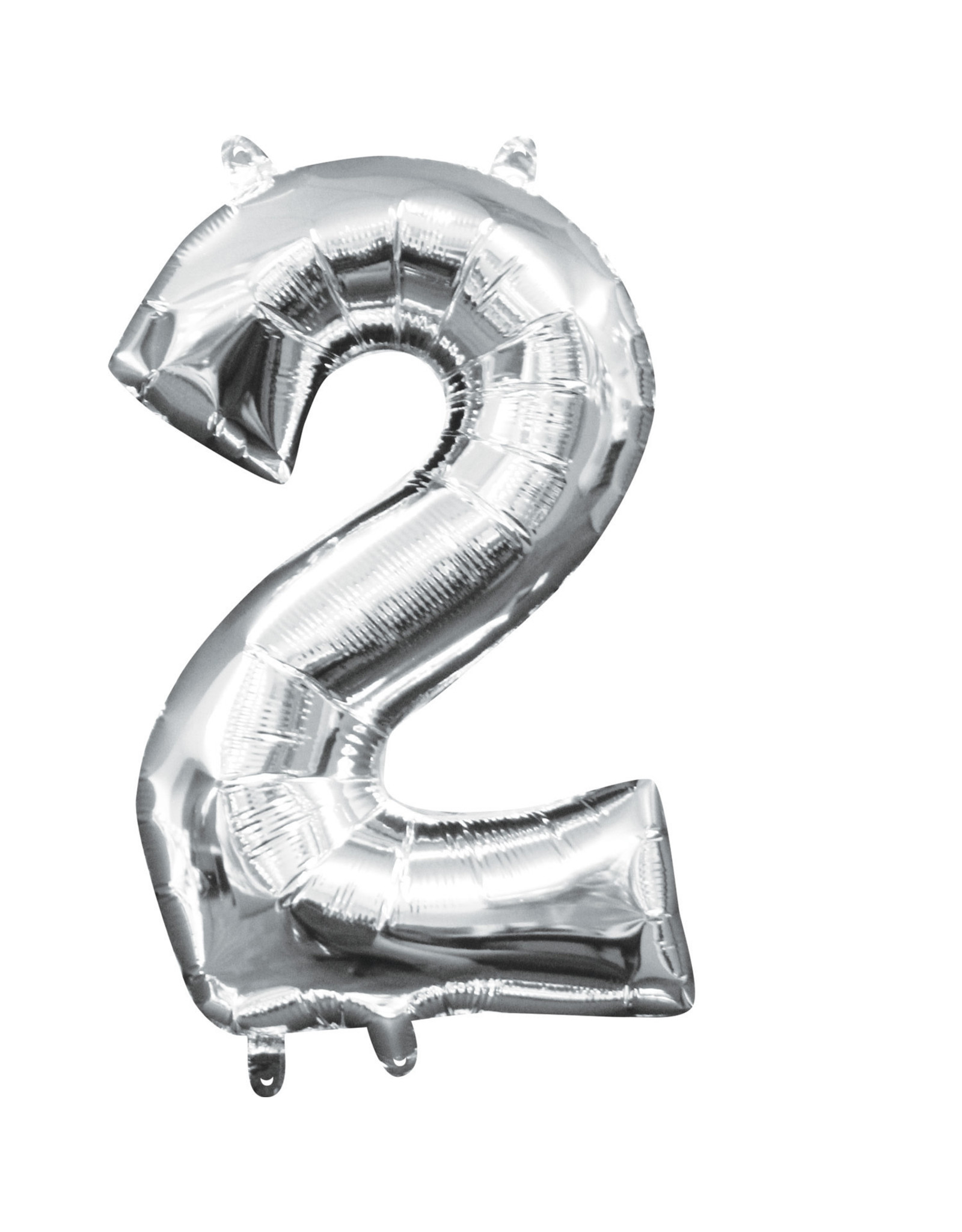 Folieballon zilver cijfer 2 40 cm