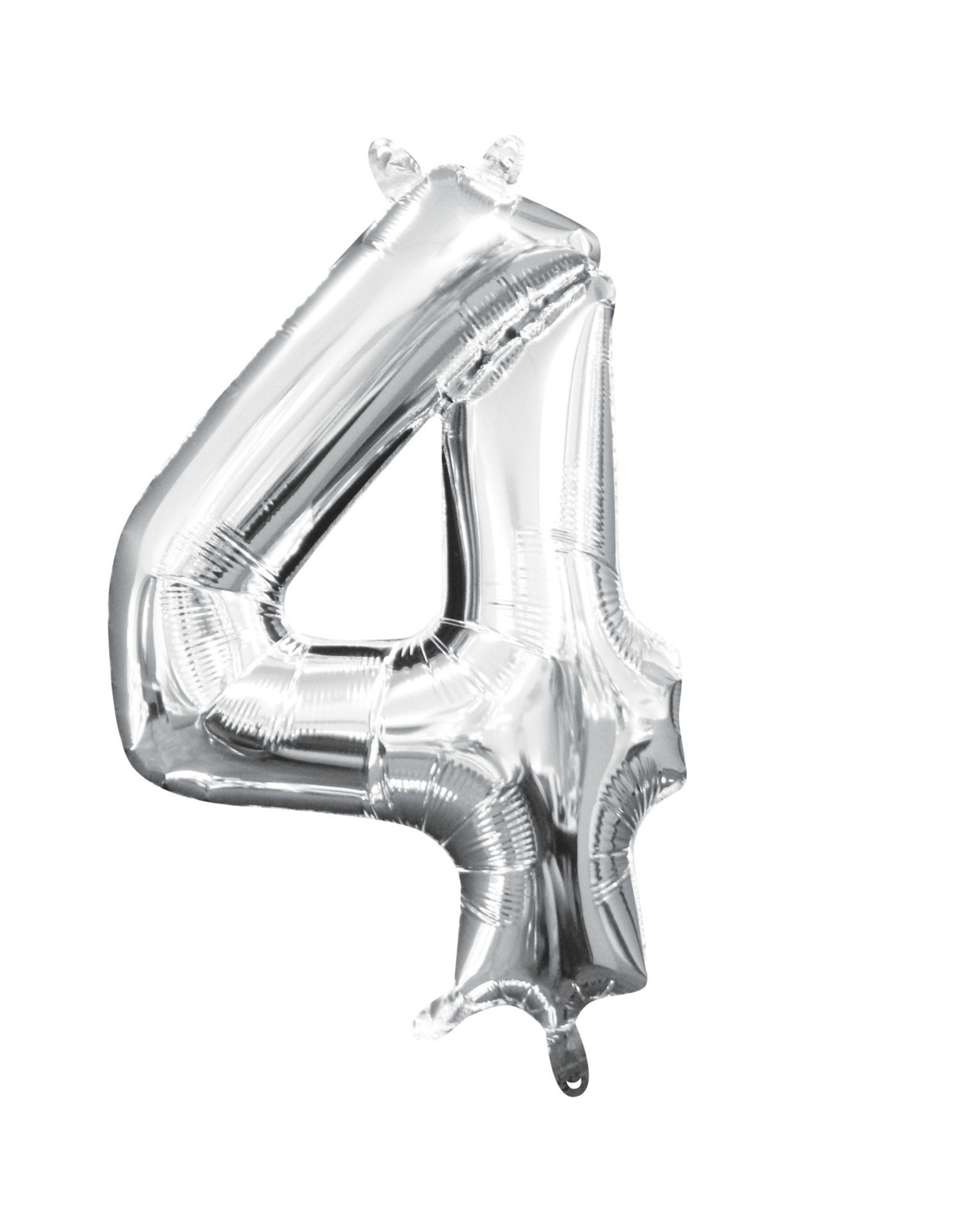 Folieballon zilver cijfer 4 40 cm