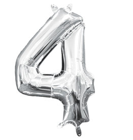 Folieballon zilver cijfer 4 40 cm