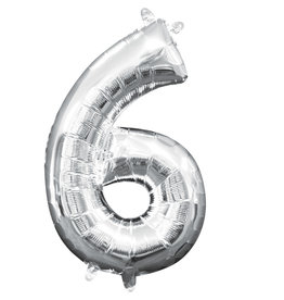 Folieballon zilver cijfer 6 40 cm