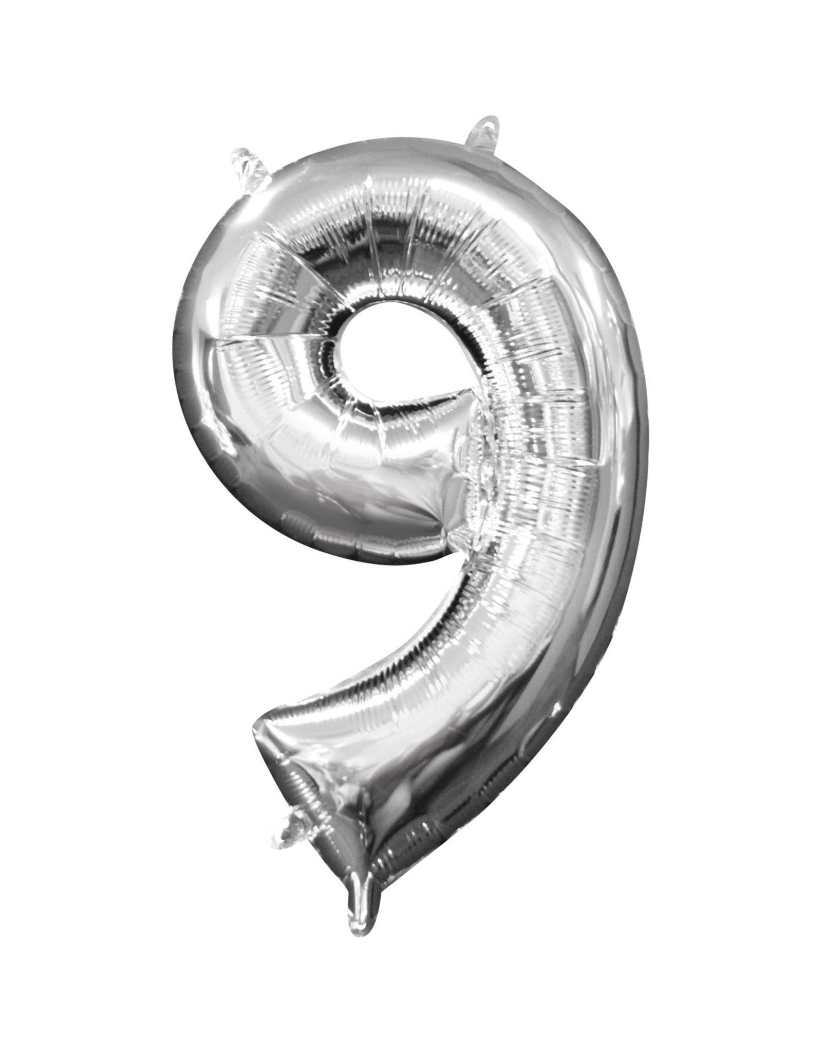 Folieballon zilver cijfer 9 40 cm