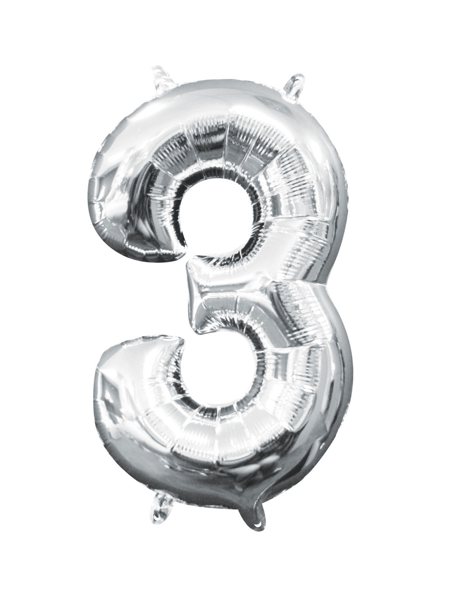Folieballon zilver cijfer 3 40 cm