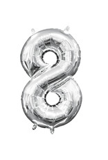 Folieballon zilver cijfer 8 40 cm Folieballon zilver cijfer 8 40 cm