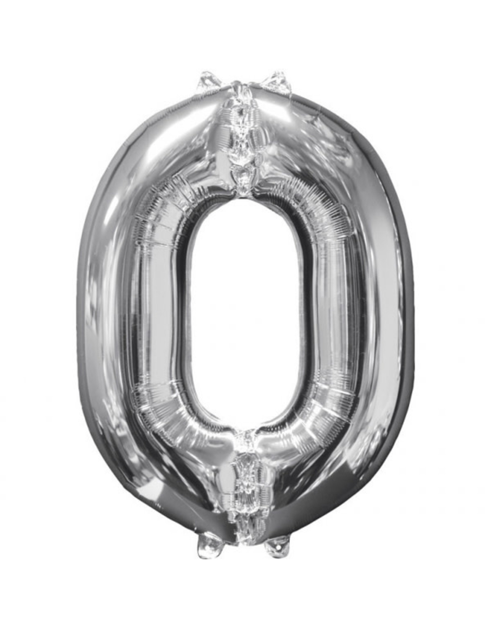 Folieballon zilver cijfer 0 66 cm