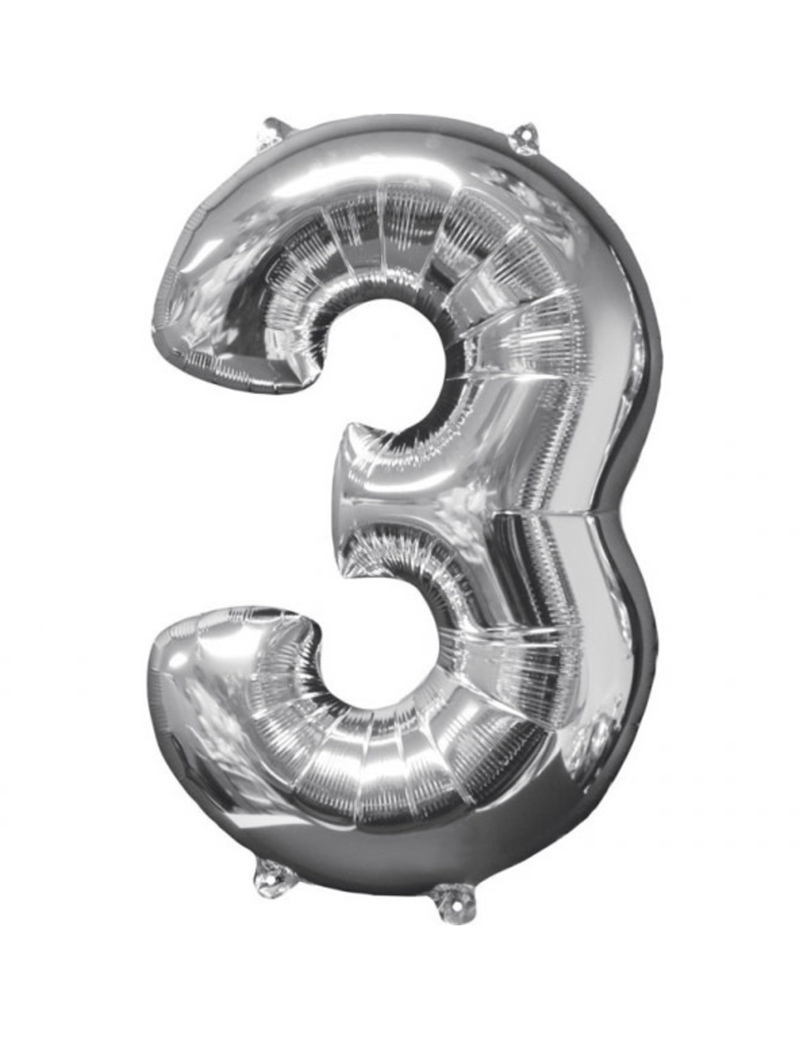 Folieballon zilver cijfer 3 66 cm