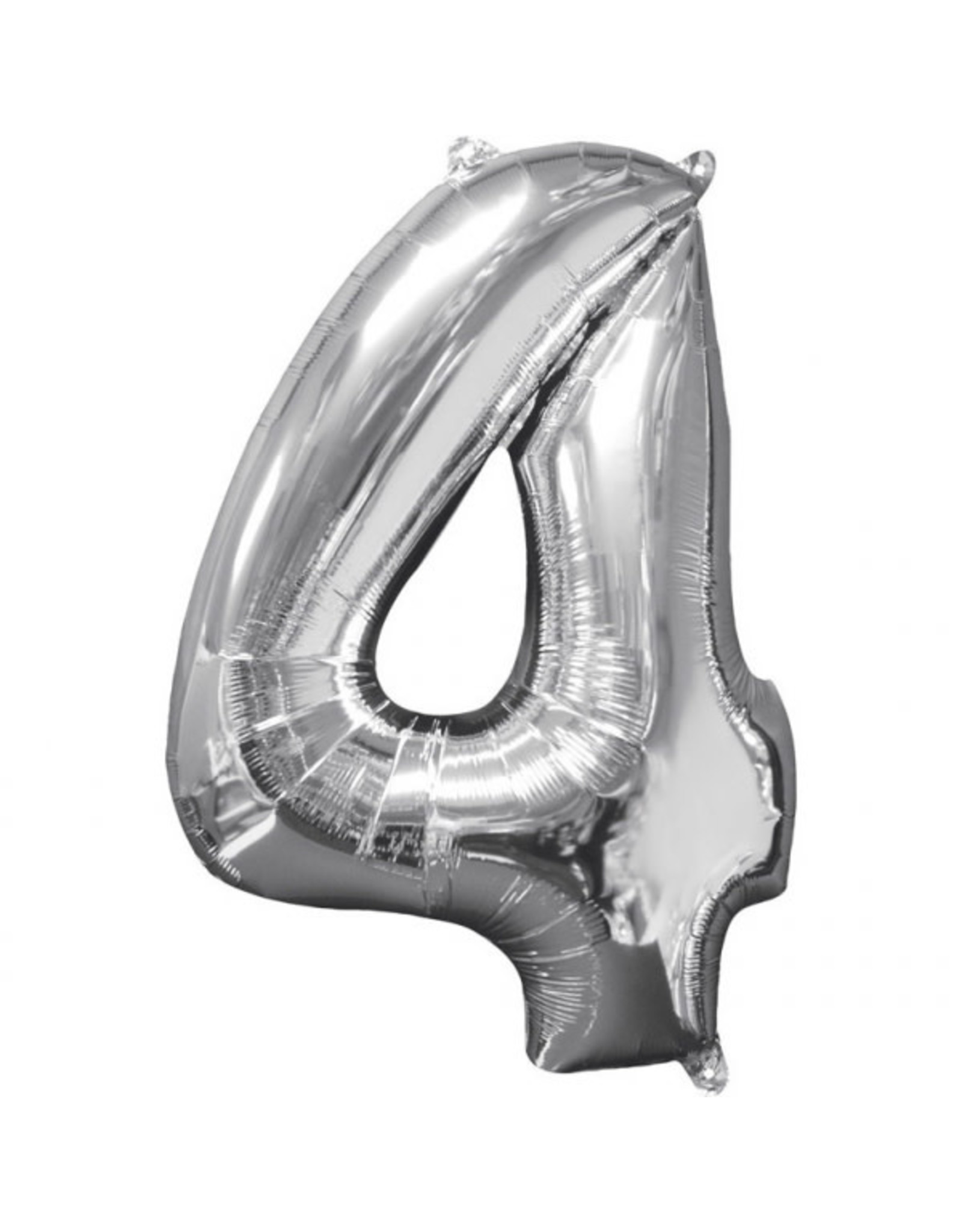 Folieballon zilver cijfer 4 66 cm