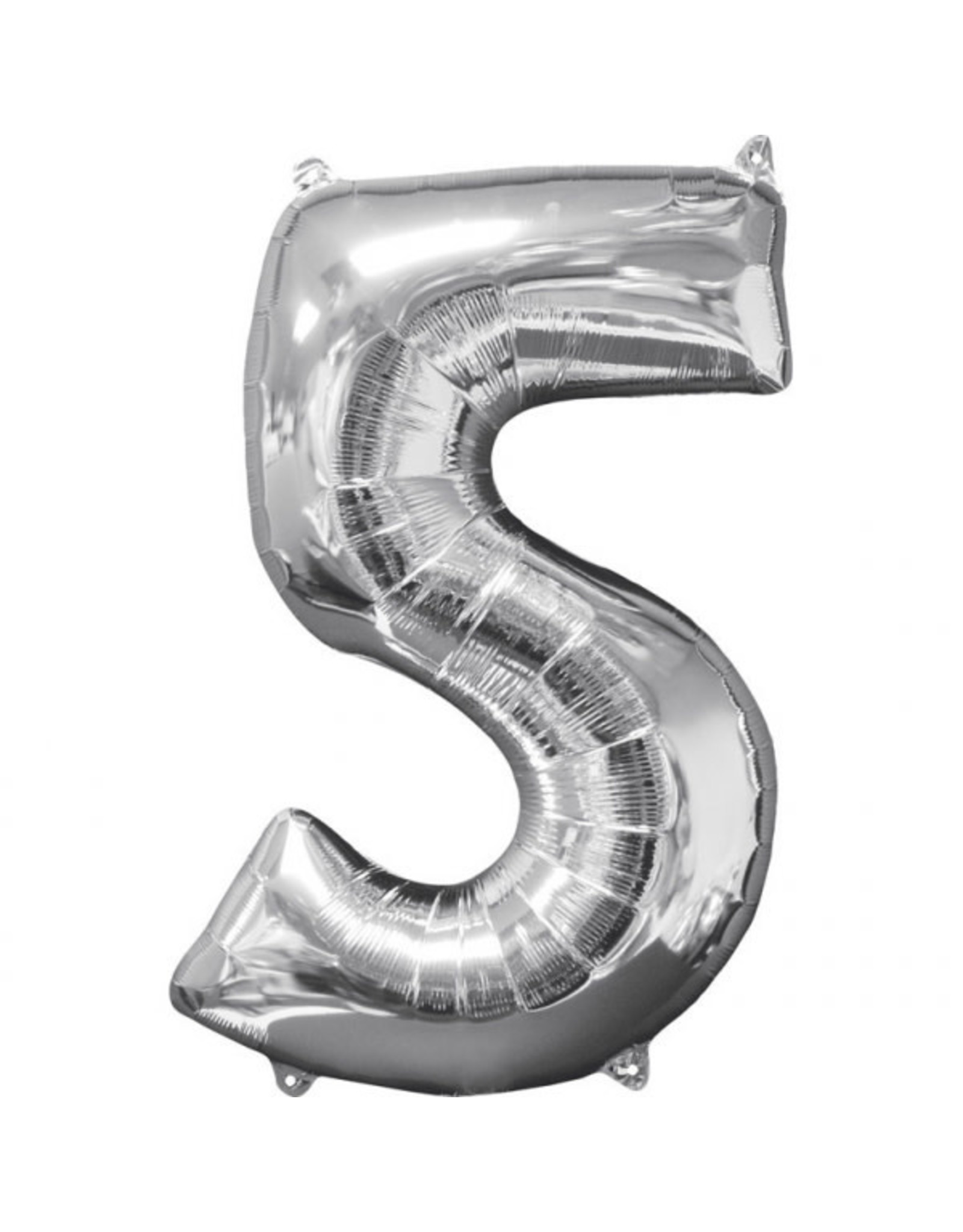 Folieballon zilver cijfer 5 66 cm