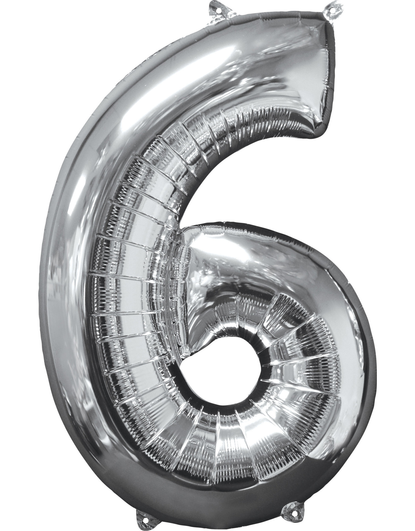 Folieballon zilver cijfer 6 66 cm