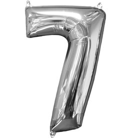 Folieballon zilver cijfer 7 66 cm