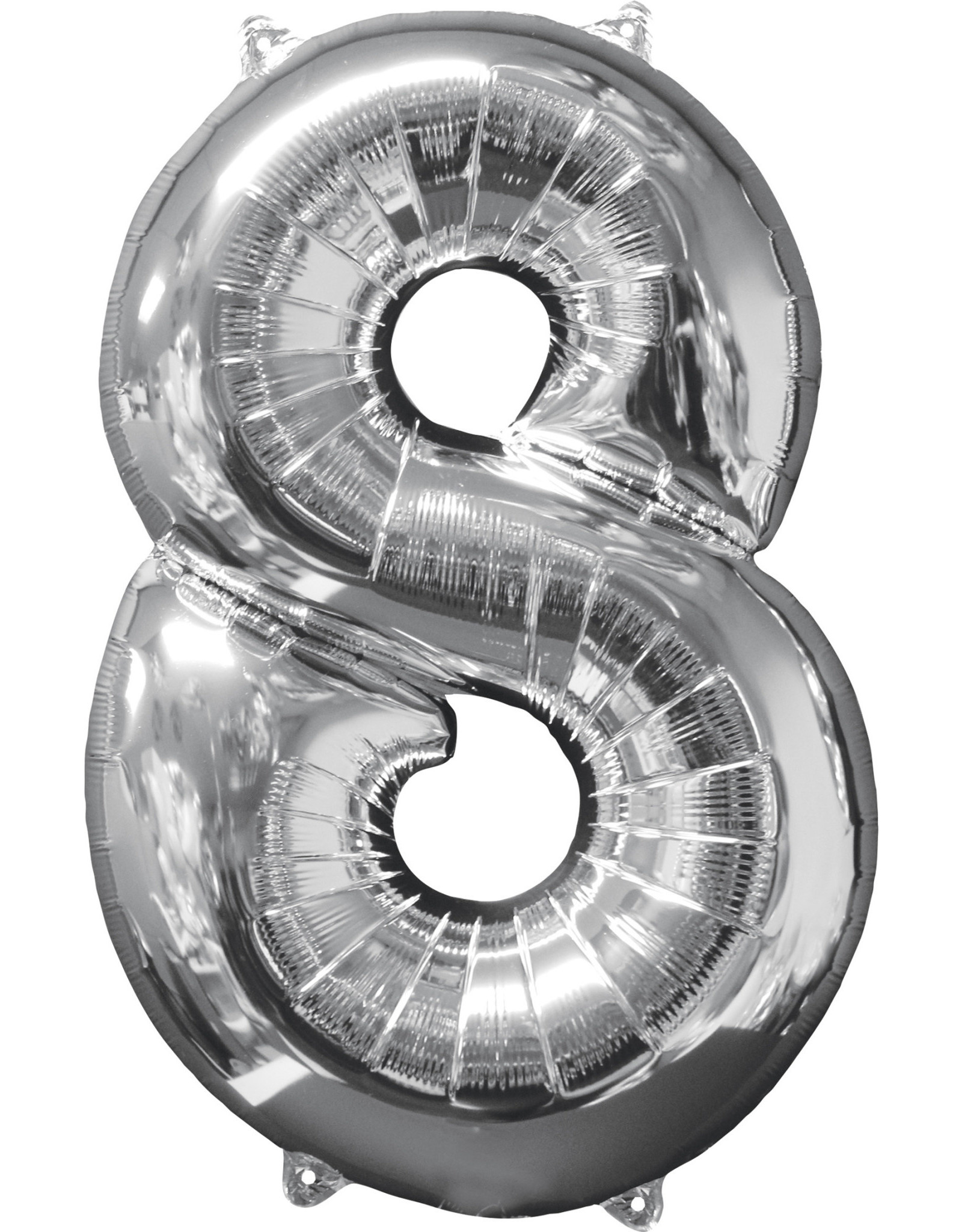 Folieballon zilver cijfer 8 66 cm