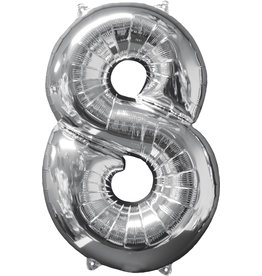 Amscan folieballon zilver cijfer 8 66 cm