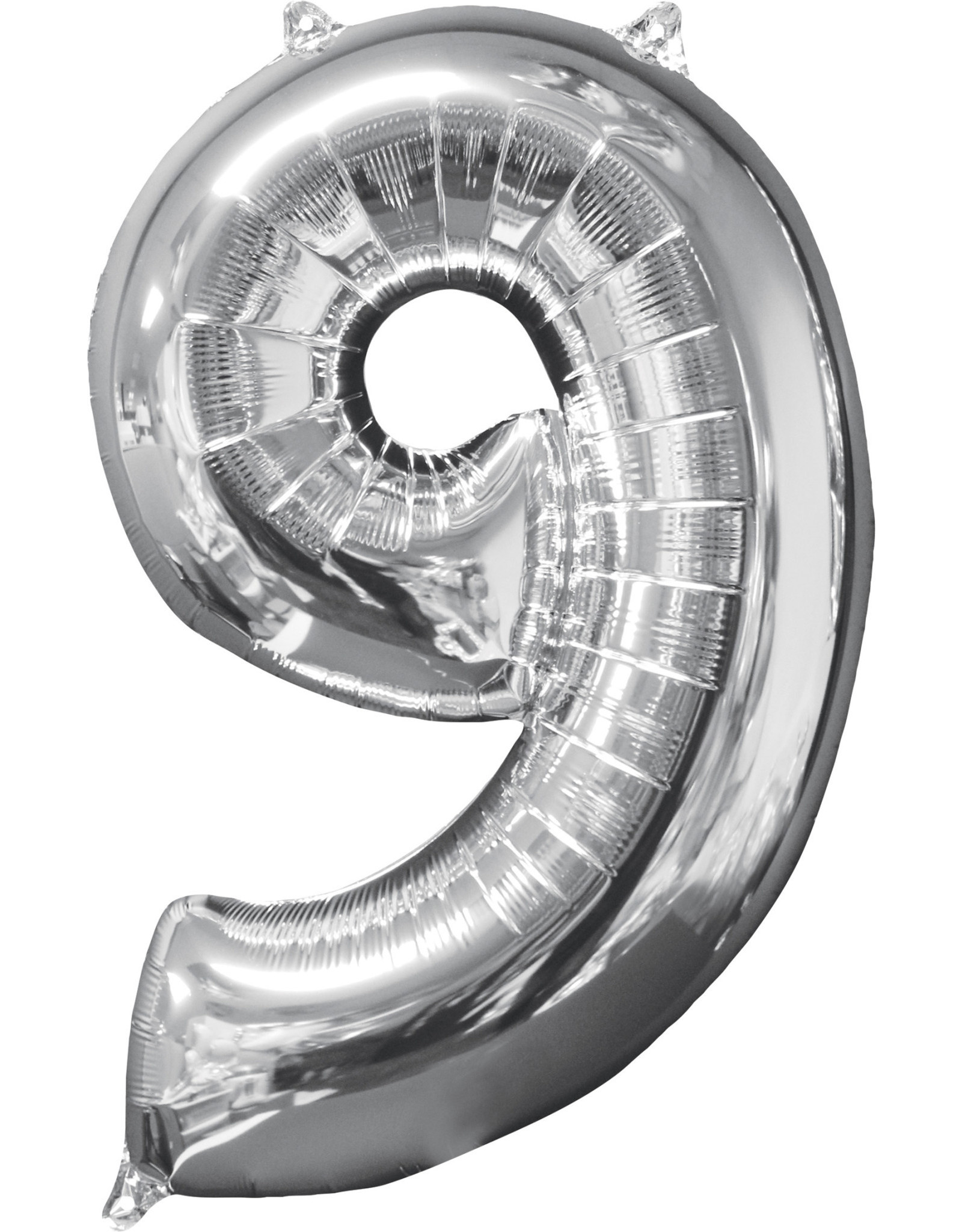 Folieballon zilver cijfer 9 66 cm