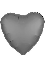 Folieballon zwart mat hart 43 cm