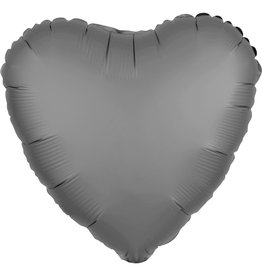 Folieballon zwart mat hart 43 cm