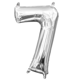 Folieballon zilver cijfer 7 40 cm
