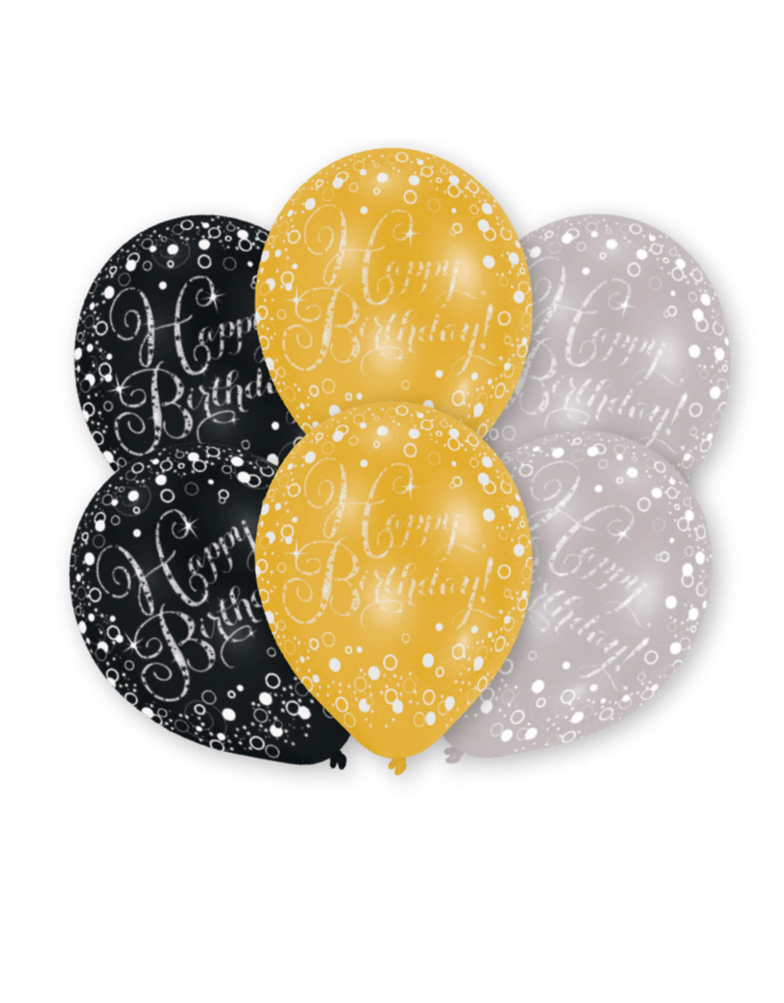 Latex ballonnen happy birthday sparkling mix 6 stuks