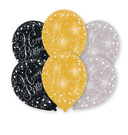 Latex ballonnen happy birthday sparkling mix 6 stuks