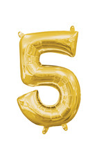 Folieballon goud cijfer 5 40 cm Folieballon goud cijfer 5 40 cm