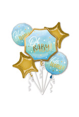 Folieballonpakket OH BABY! Blauw/goud 5-delig