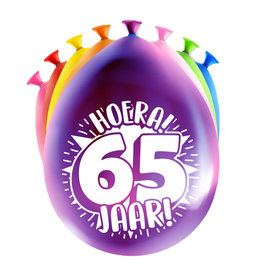 Latex ballonnen happy 65 jaar 8 stuks