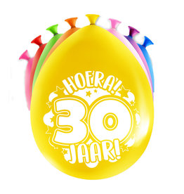 8 party ballonnen 30 jaar