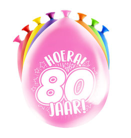 Latex ballonnen happy 80 jaar 8 stuks