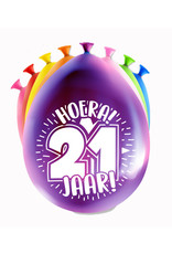 Latex ballonnen happy 21 jaar 8 stuks