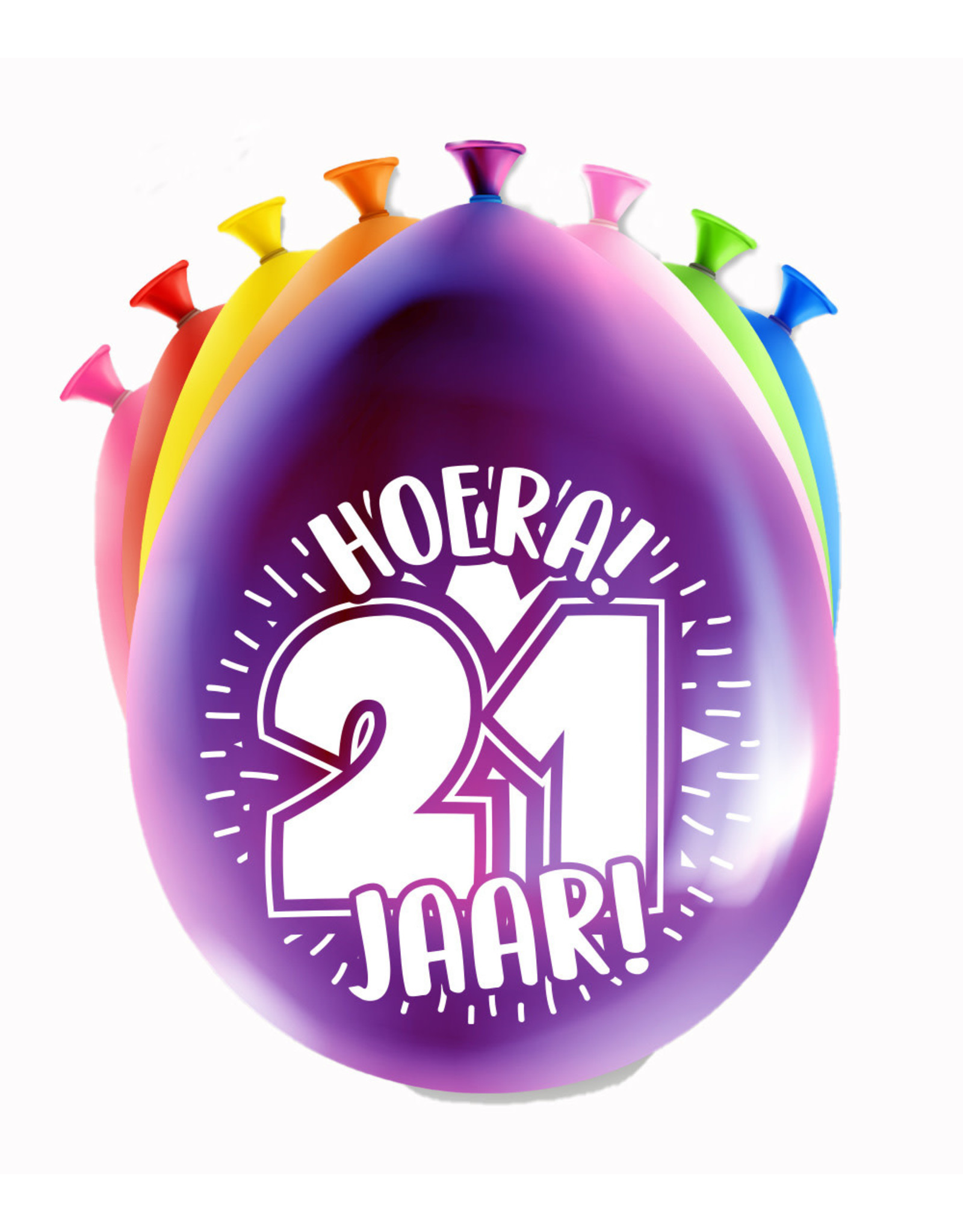 Latex ballonnen happy 21 jaar 8 stuks