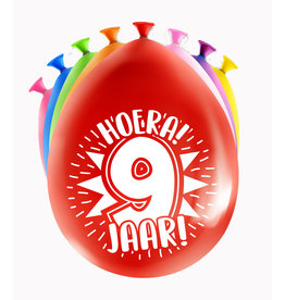 Latex ballonnen happy 9 jaar 8 stuks