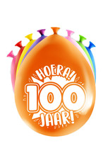 Latex ballonnen happy 100 jaar 8 stuks