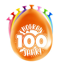 Latex ballonnen happy 100 jaar 8 stuks