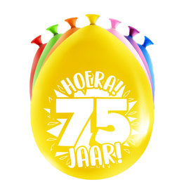 Latex ballonnen happy 75 jaar 8 stuks