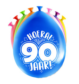 Latex ballonnen happy 90 jaar 8 stuks